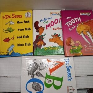 Dr. Seuss's Hard Cover Kid Books (ABC, One Fish, Moo, & Tooth)